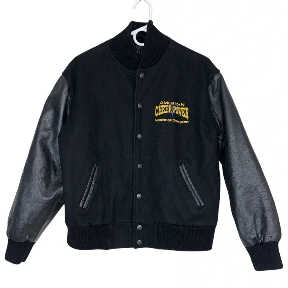 Dehen Youth Genuine Leather & Wool American Cheer Power National Champion Jacket